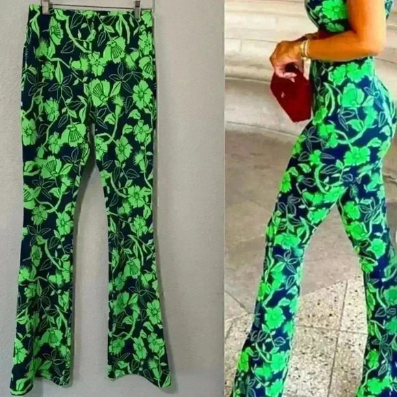 Zara High Waisted Jacquard Wide leg Pants - Picture 6 of 11